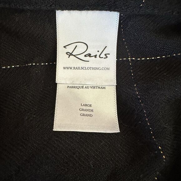 RAILS Hunter Button Up Shirt Ebony Tinsel Metallic Long Sleeves Women's L - Picture 10 of 11